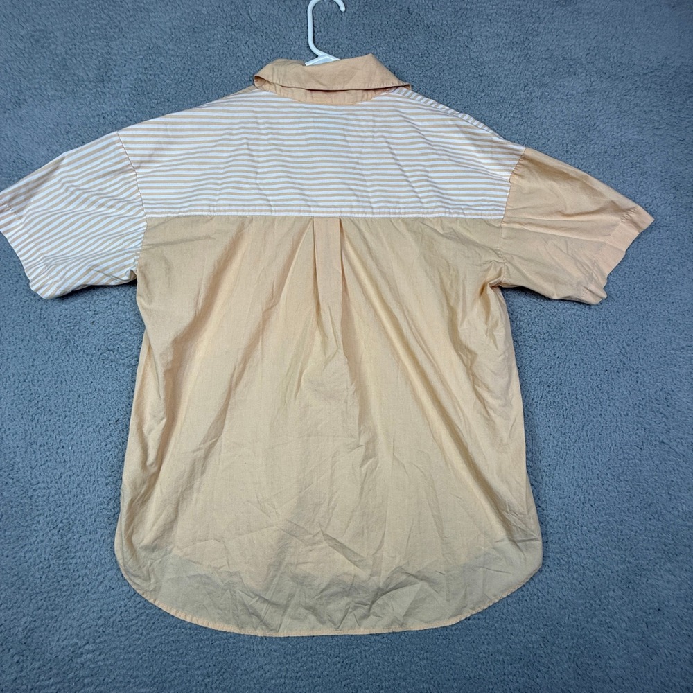 Abercrombie Fitch Men Oversized Short Sleeve Button Up Shirt Peach Stripe Size M - Picture 7 of 8